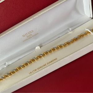 18K/SS 1/8 CTW BRACELET 7-25” Preloved